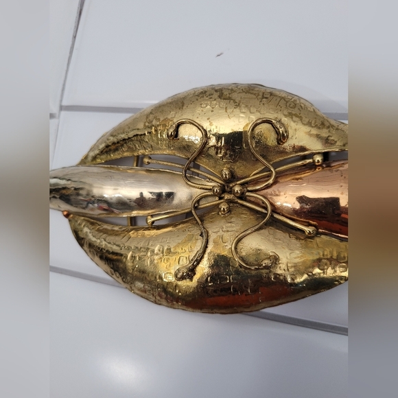 Gold Copper Metal Tone Ladies Large Vintage Statement Abstract Shaped Belt Buckl main image 5